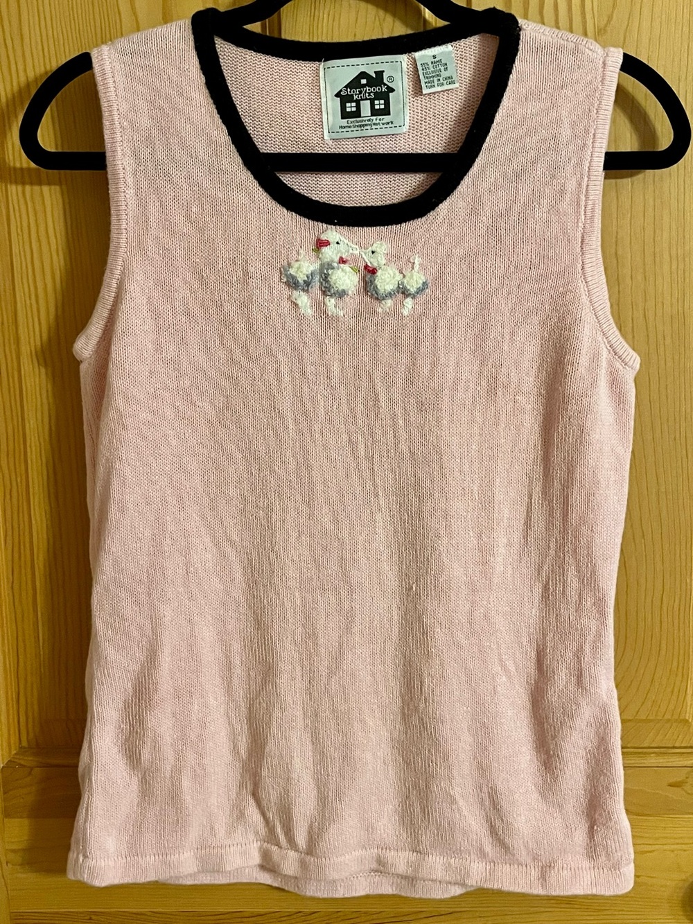 Vintage Storybook Knits Pink Poodle Sweater Vest Tank Top Size Small Whimsical